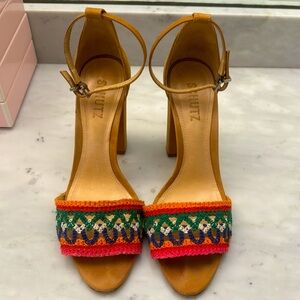 SCHUTZ embroidered heels sandals Sz 9